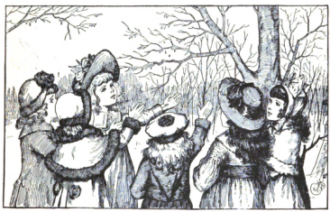Children looking up at winter trees