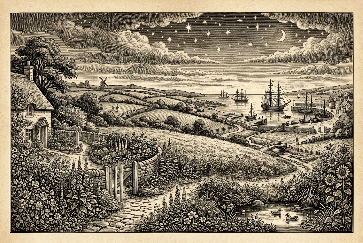 Starry Garden and Ships