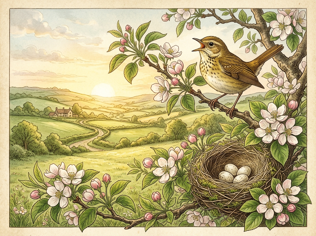 Songbird Singing over Nest