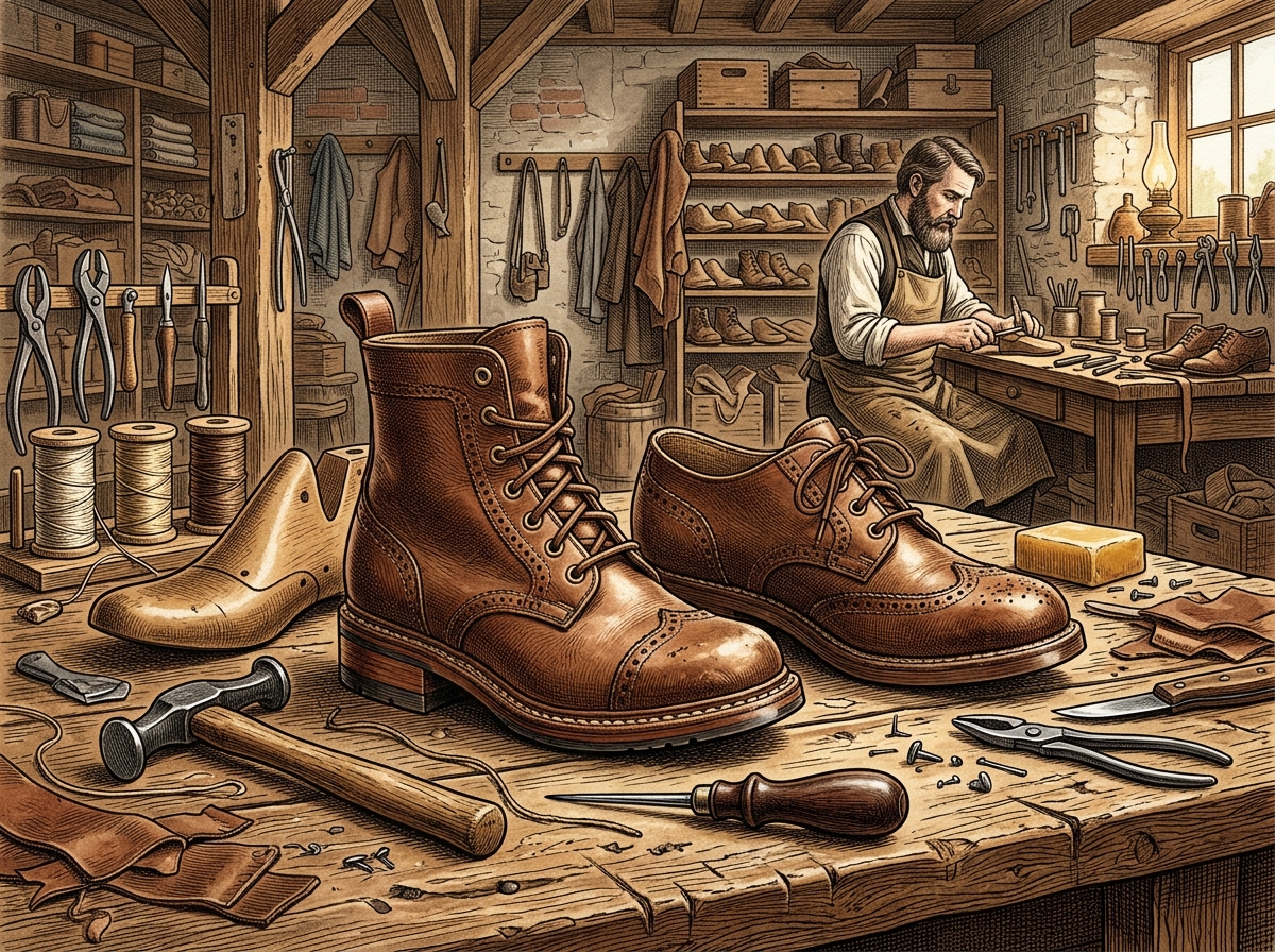 Cobbler Workshop and Handcrafted Shoe