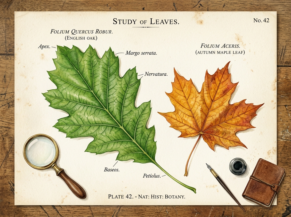 Botanical Leaf Study Plate