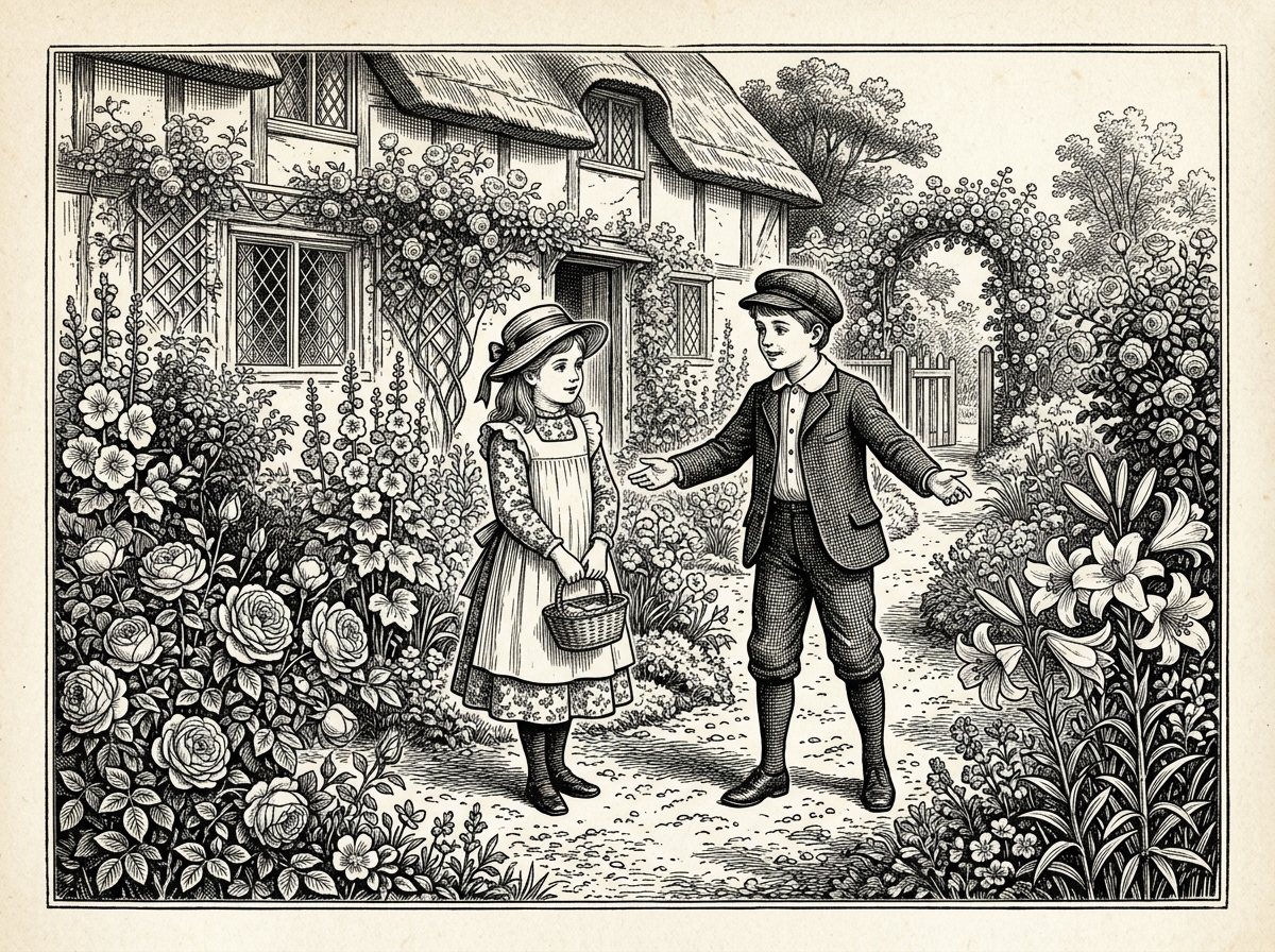 Children conversing in garden