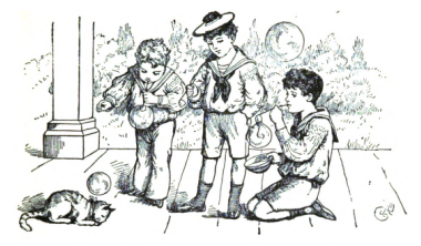 Boys blowing bubbles