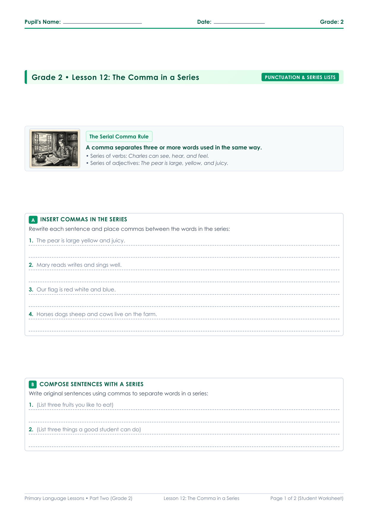 Grade 2 Lesson 12 Student Worksheet Preview