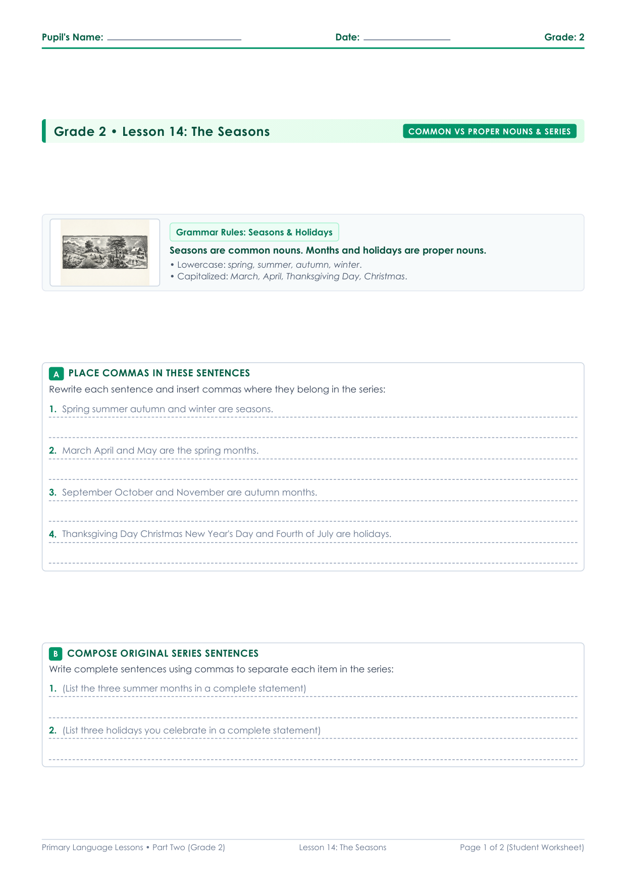 Grade 2 Lesson 14 Student Worksheet Preview