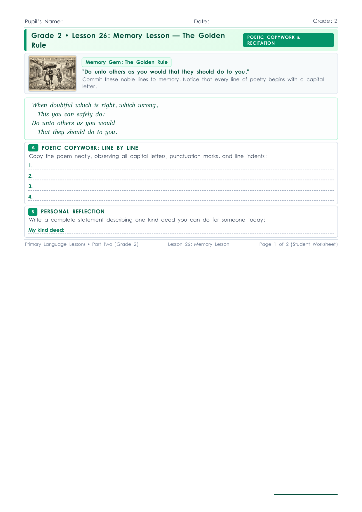 Grade 2 Lesson 26 Student Worksheet Preview
