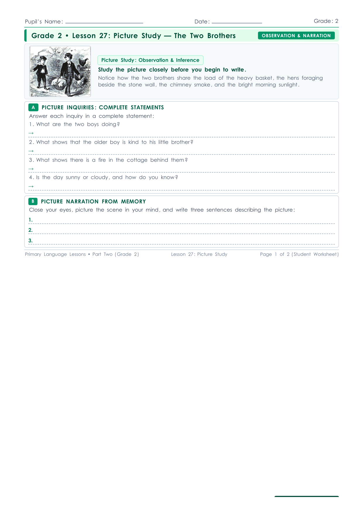 Grade 2 Lesson 27 Student Worksheet Preview