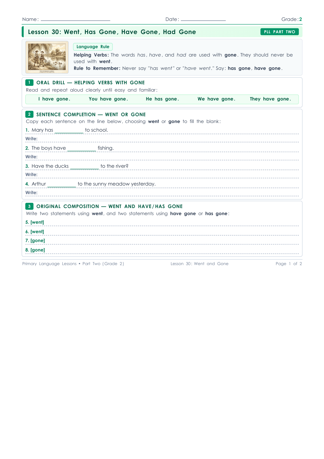 Grade 2 Lesson 30 Student Worksheet Preview