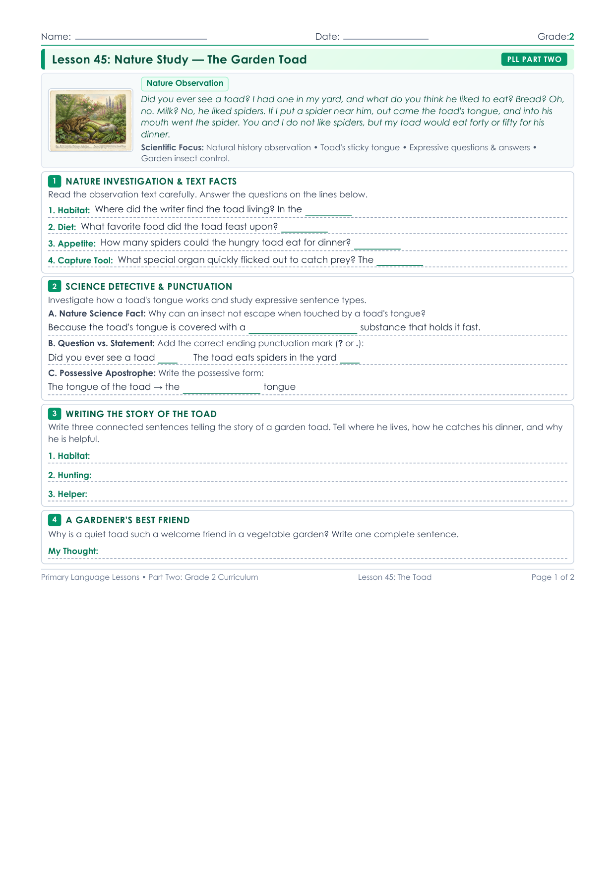 Grade 2 Lesson 45 Student Worksheet Preview