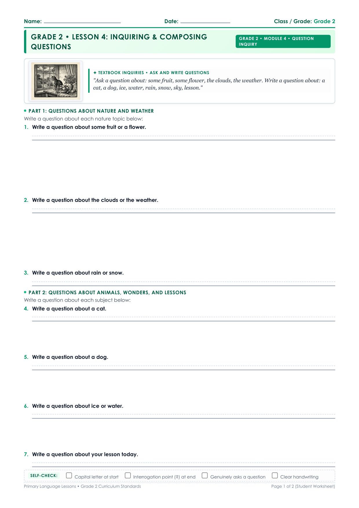 Grade 2 Lesson 4 Student Worksheet Preview