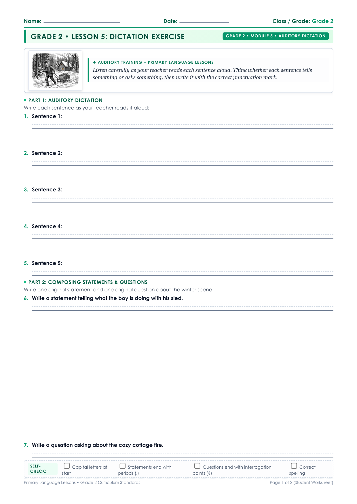 Grade 2 Lesson 5 Student Worksheet Preview