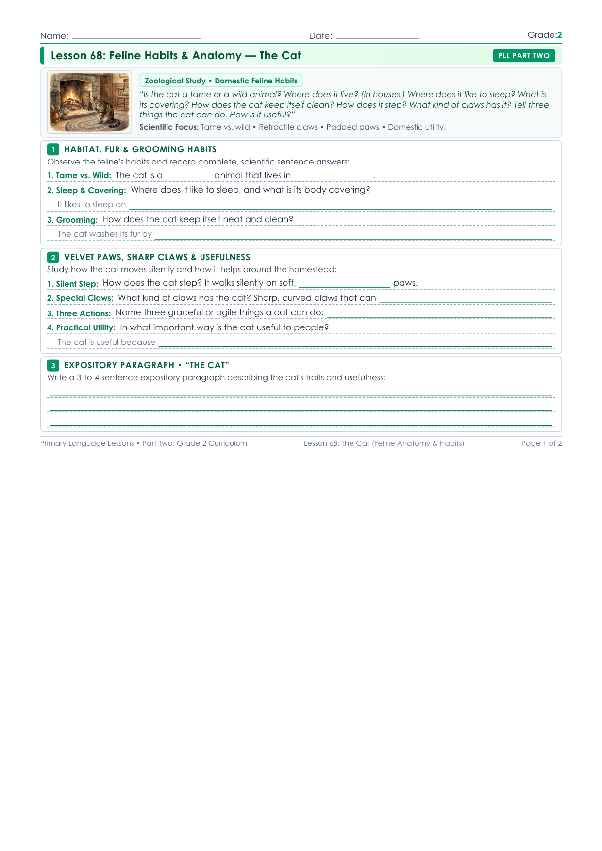 Grade 2 Lesson 68 Student Worksheet Preview
