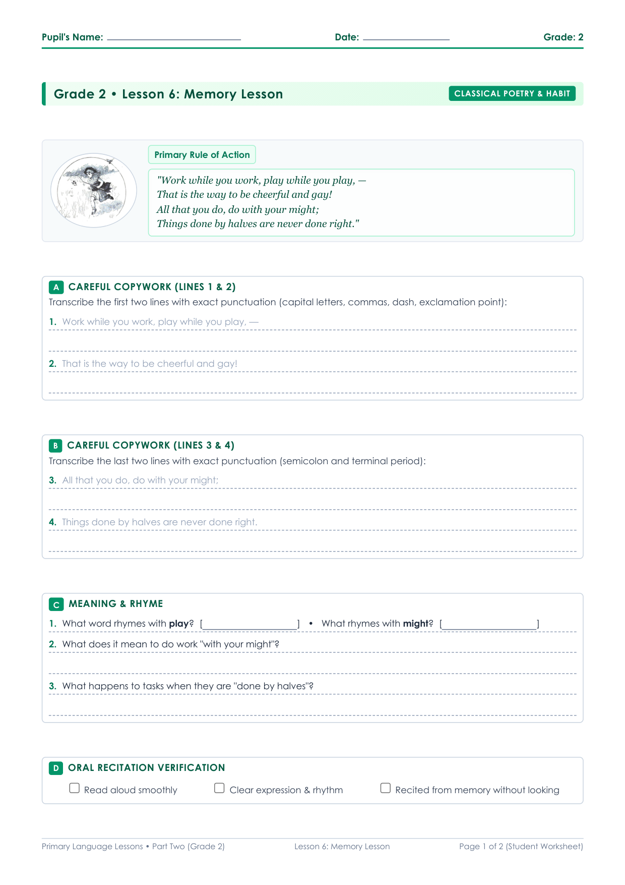 Grade 2 Lesson 6 Student Worksheet Preview