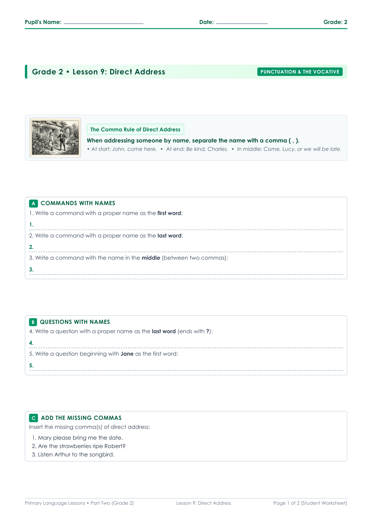 Grade 2 Lesson 9 Student Worksheet Preview