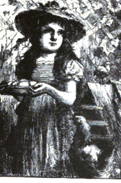 Girl gathering eggs
