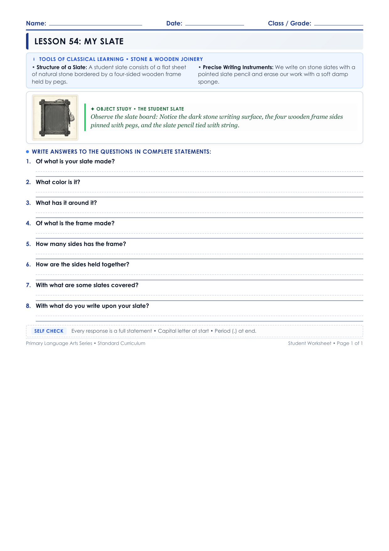Lesson 54 Student Worksheet Preview